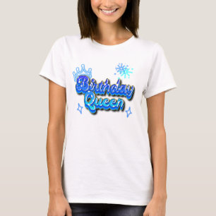 Geburtstagskönigin Gradient Blau 80er Graffiti T-Shirt