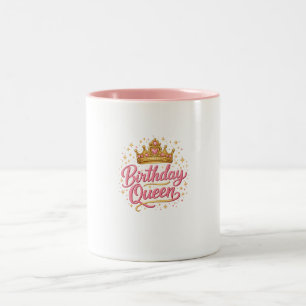 Geburtstagskönigin-Kronen-Tasse – Süße rosa golden Zweifarbige Tasse