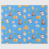 Geburtstagskorb von Landtieren Geschenkpapier (Flach)