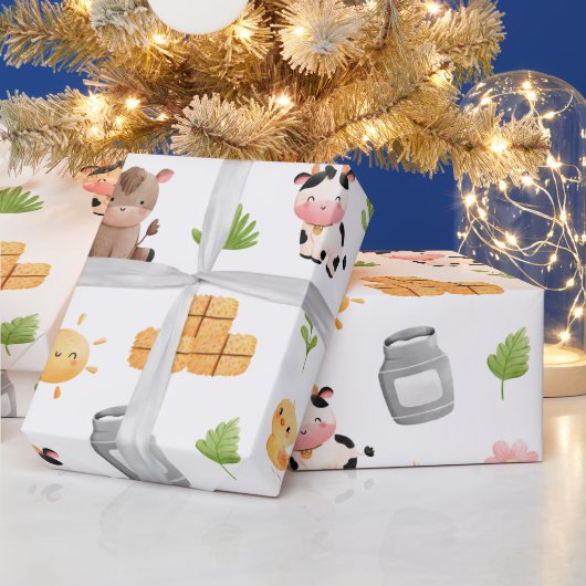 Geburtstagskorb von Landtieren Geschenkpapier (Feiertage)