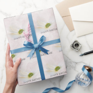 Geburtstagskosmos in Rosa Geschenkpapier