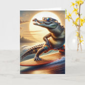 Geburtstagskrokodil auf Surfbrett Karte (Gelbe Blume)