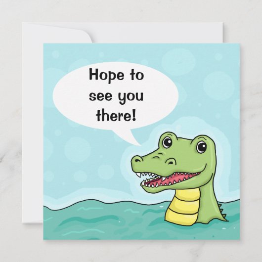 Geburtstagskrokodil zum Geburtstag Einladung (Rückseite)