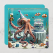 Geburtstagsktopus mit Bier Einladung (Vorne/Hinten)