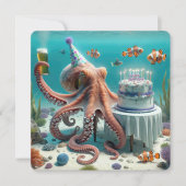 Geburtstagsktopus mit Bier Einladung (Vorderseite)