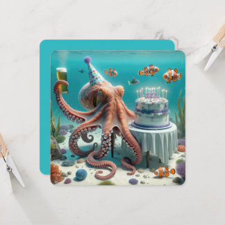 Geburtstagsktopus mit Bier Einladung