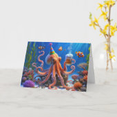 Geburtstagsktopus mit Bier Karte (Gelbe Blume)