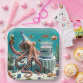 Geburtstagsktopus mit Bier Pappteller (Party)