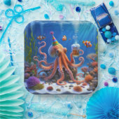 Geburtstagsktopus mit Bier Pappteller (Party)