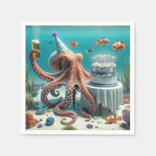 Geburtstagsktopus mit Bier Serviette