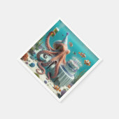 Geburtstagsktopus mit Bier Serviette (Ecke)