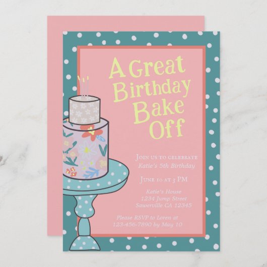 Geburtstagskuchen abbacken einladung (Vorne/Hinten)