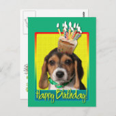 Geburtstagskuchen - Beagle Welpe - Lounge Postkarte (Vorne/Hinten)