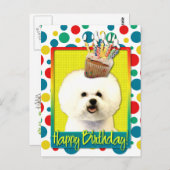 Geburtstagskuchen - Bichon Frise Postkarte (Vorne/Hinten)
