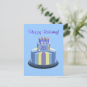 Geburtstagskuchen (blau) postkarte (Stehend Vorderseite)
