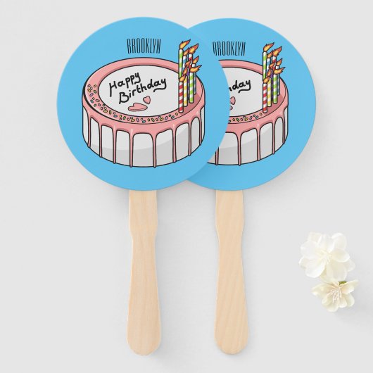 Geburtstagskuchen-Cartoon Fächer (Vorne und Hinten)