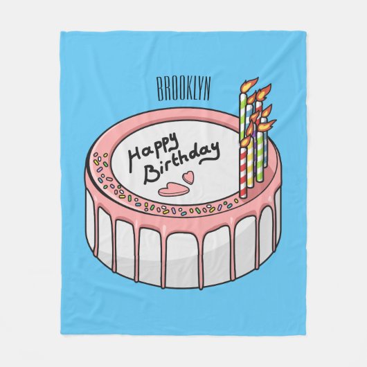Geburtstagskuchen-Cartoon Fleecedecke (Vorderseite)