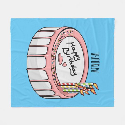 Geburtstagskuchen-Cartoon Fleecedecke (Vorderseite (Horizontal))