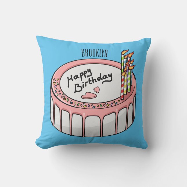 Geburtstagskuchen-Cartoon Kissen (Vorderseite)