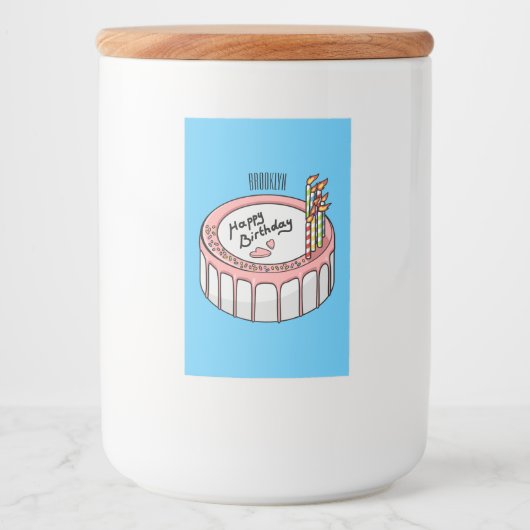 Geburtstagskuchen-Cartoon Lebensmitteletikett (Vorderseite)