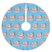 Geburtstagskuchen-Cartoon Polyester Weihnachtsbaumdecke (Vorderseite)