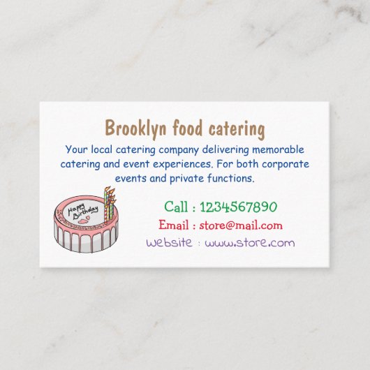 Geburtstagskuchen-Cartoon Visitenkarte (Vorderseite)