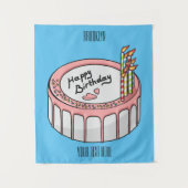 Geburtstagskuchen-Cartoon Wandteppich (Vorderseite)