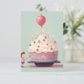 Geburtstagskuchen, Eiscreme, Geburtstag Dankeskarte (Stehend Vorderseite)