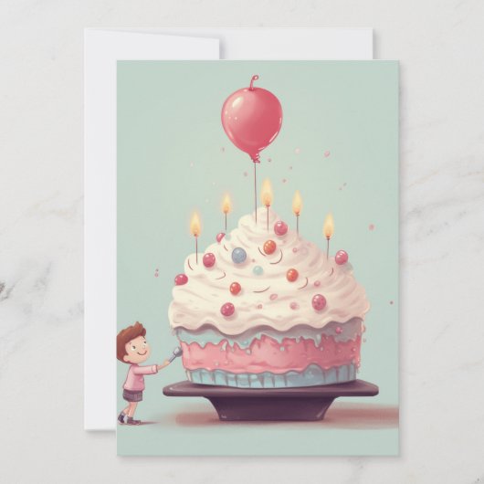 Geburtstagskuchen, Eiscreme, Geburtstag Einladung (Vorderseite)