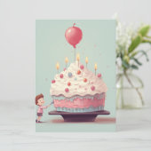 Geburtstagskuchen, Eiscreme, Geburtstag Einladung (Stehend Vorderseite)