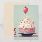 Geburtstagskuchen, Eiscreme, Geburtstag Einladung (Vorne/Hinten)