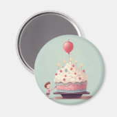 Geburtstagskuchen, Eiscreme, Geburtstag Magnet (Vorderseite/Rückseite)