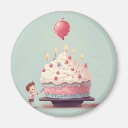 Geburtstagskuchen, Eiscreme, Geburtstag Magnet (Vorne)