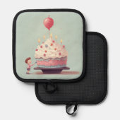 Geburtstagskuchen, Eiscreme, Geburtstag Topflappen (Vorderseite/Rückseite)