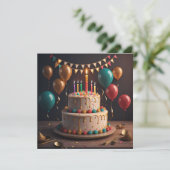 Geburtstagskuchen Feiertagskarte (Stehend Vorderseite)