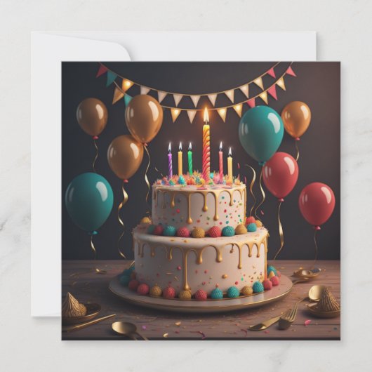 Geburtstagskuchen Feiertagskarte (Vorderseite)