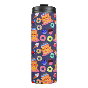 Geburtstagskuchen-Gebäckmuster-Design Thermosbecher