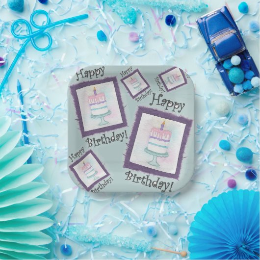 Geburtstagskuchen-Geburtstagskarten Pappteller (Party)