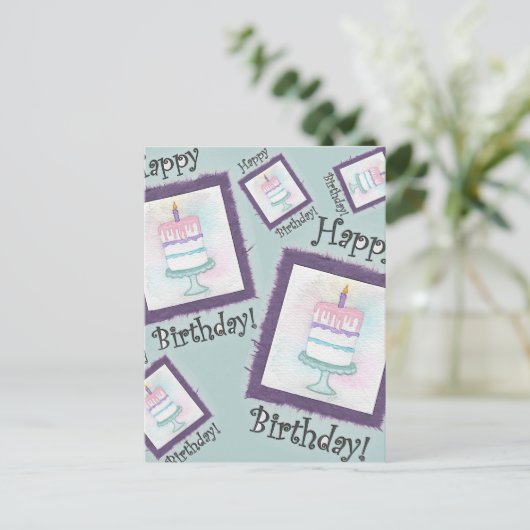 Geburtstagskuchen-Geburtstagskarten Postkarte (Stehend Vorderseite)