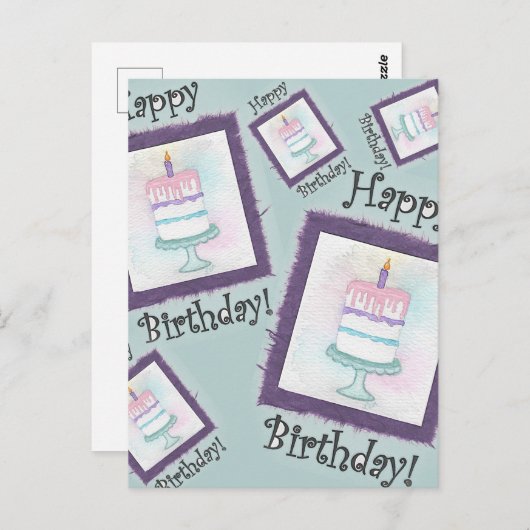 Geburtstagskuchen-Geburtstagskarten Postkarte (Vorne/Hinten)
