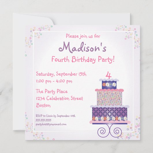 Geburtstagskuchen Geburtstagsparty Einladung (Rückseite)