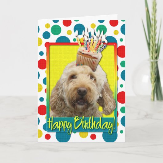 Geburtstagskuchen - Golden Doodle Karte (Vorderseite)