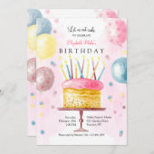 Geburtstagskuchen in Wasserfarbe Einladung (Vorne/Hinten)