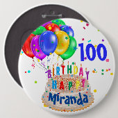 Geburtstagskuchen "Jahrgang 100 BIG" Button (Vorne & Hinten)