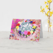 Geburtstagskuchen Karte (Gelbe Blume)