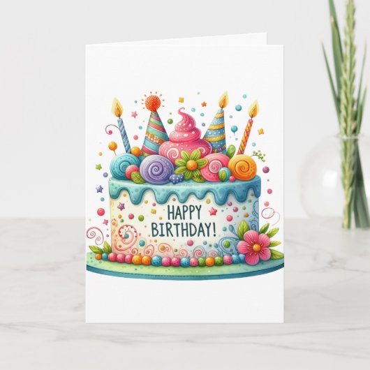 Geburtstagskuchen Karte (Vorderseite)