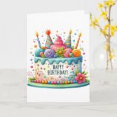 Geburtstagskuchen Karte (Gelbe Blume)