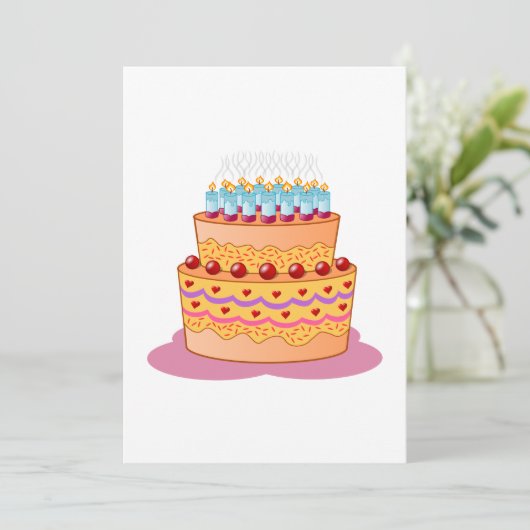 Geburtstagskuchen Karte (Stehend Vorderseite)
