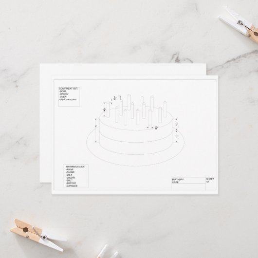 Geburtstagskuchen Karte (Vorderseite/Rückseite Beispiel)