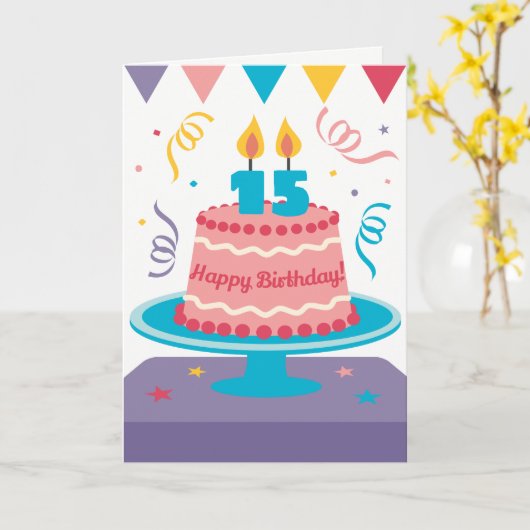 Geburtstagskuchen Karte (Gelbe Blume)